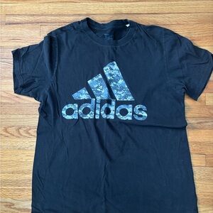 Adidas Kids Black T-Shirt with Blue Logo